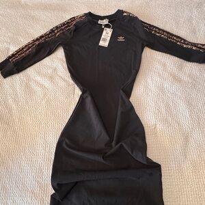 Adidas Black Long Sleeve Dress with Patterned Sleeves